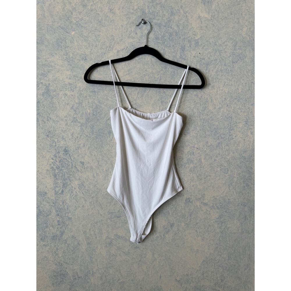 White Bodysuit‎ Women Small Strap Sleek